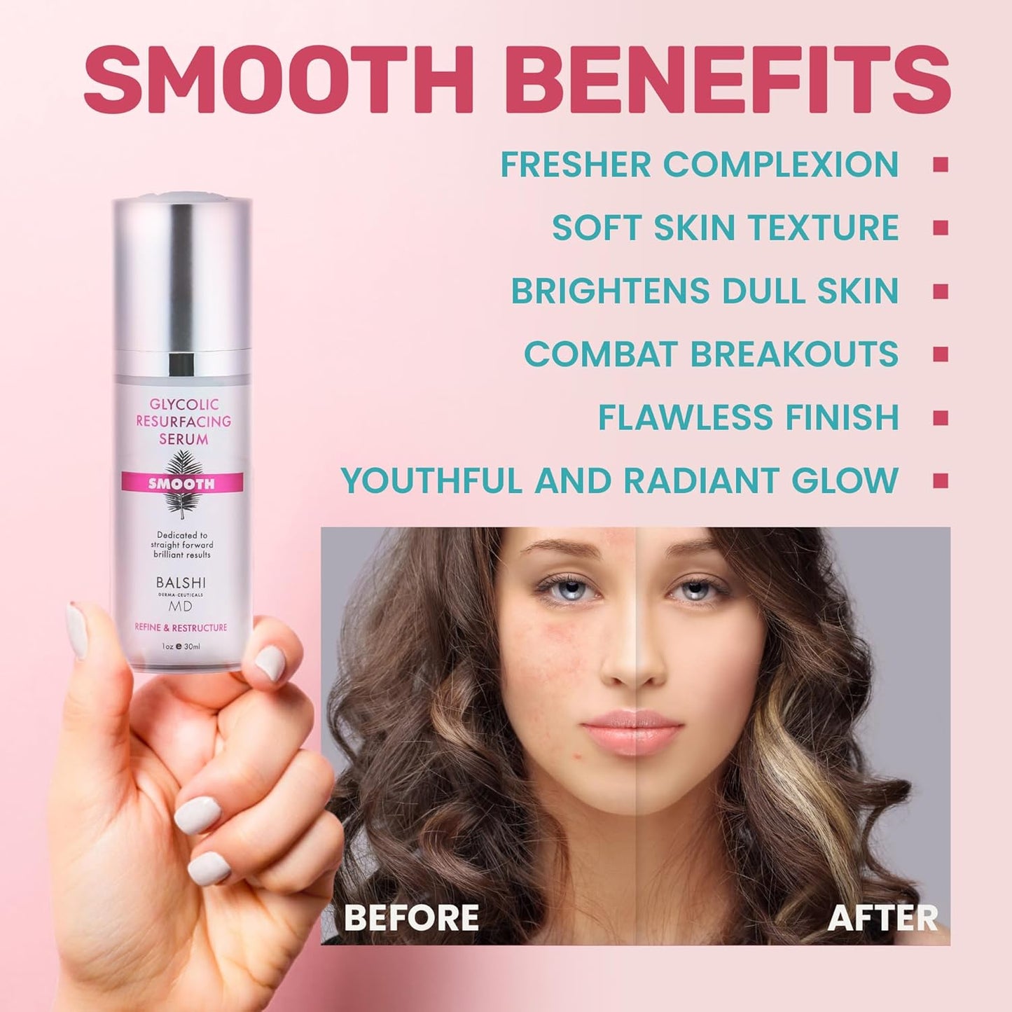 Glycolic & Lactic Acid Resurfacing Serum - 5% Glycolic + 3% Lactic Acid, Aloe & Witch Hazel | 1oz Moisturizing Face Serum