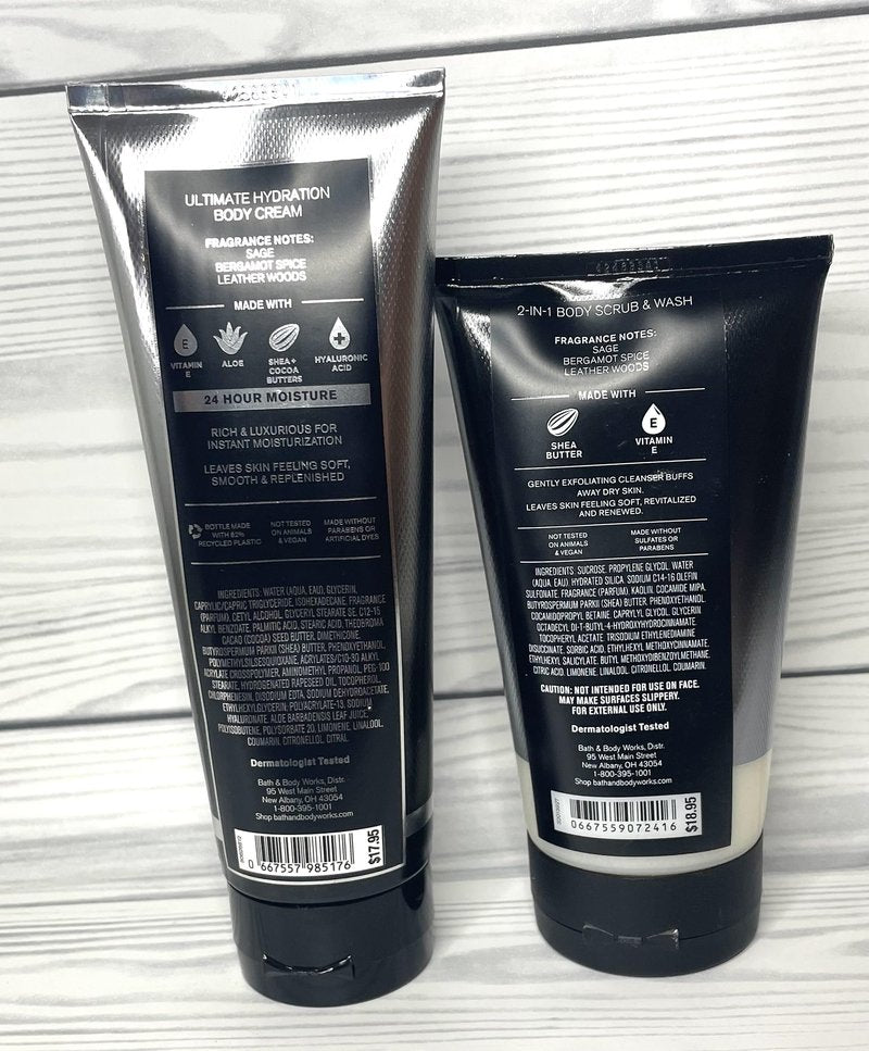 Bath and Body Works Men's Graphite Ultimate Hydration Body Cream and Body Scrub Set of 2