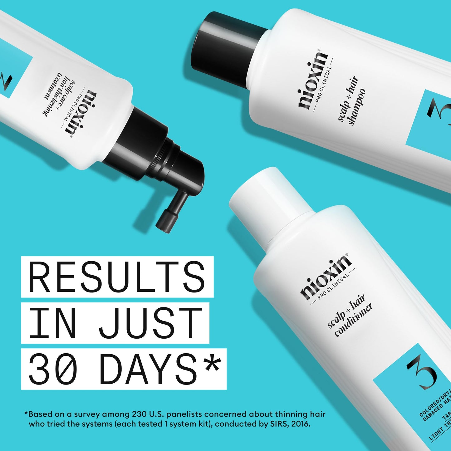 Nioxin System Kit 3, Color Treated Hair with Light Thinning, Full Size (3 Month Supply)
