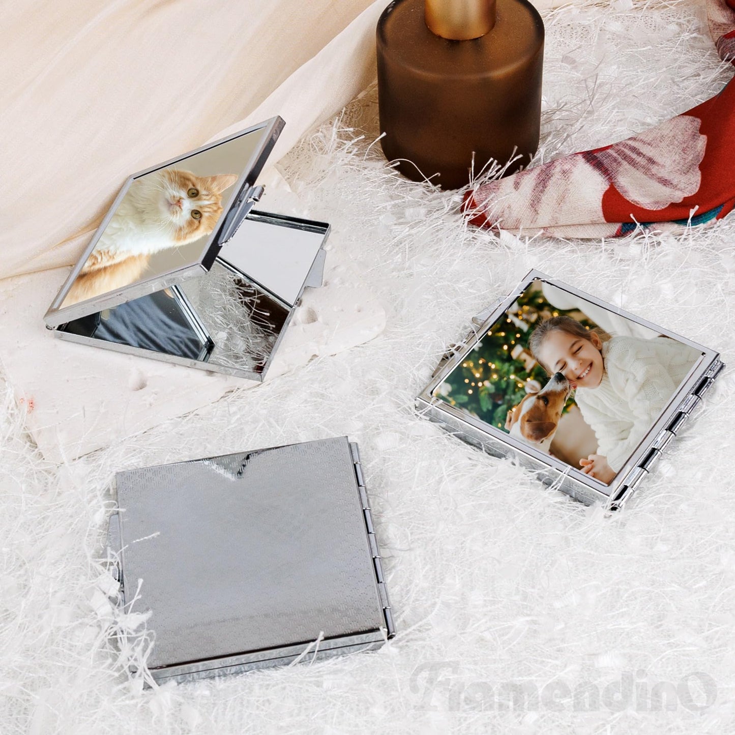 Framendino, 12 Pack Square Sublimation Compact Mirror Blanks Portable Pocket Folding Mirrors for Women
