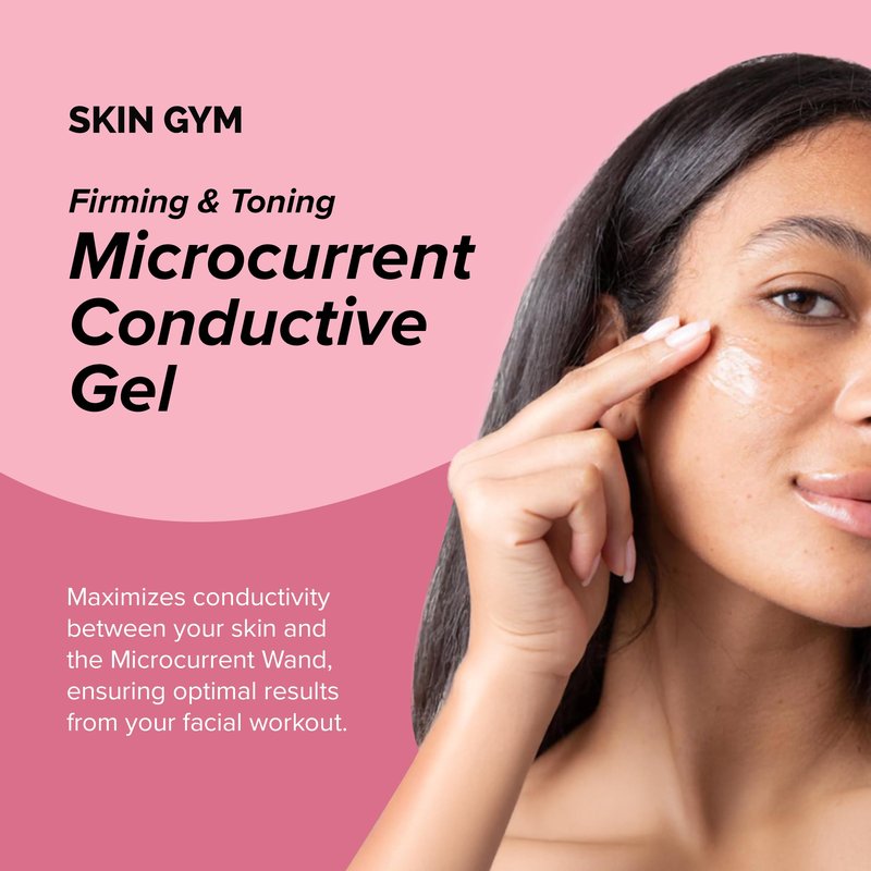 Skin Gym Microcurrent Conductive Gel for Face & Body, Hydrating Gel for Microcurrent Devices, Enhances Skin Comfort & Skincare Performance, 2.7 oz