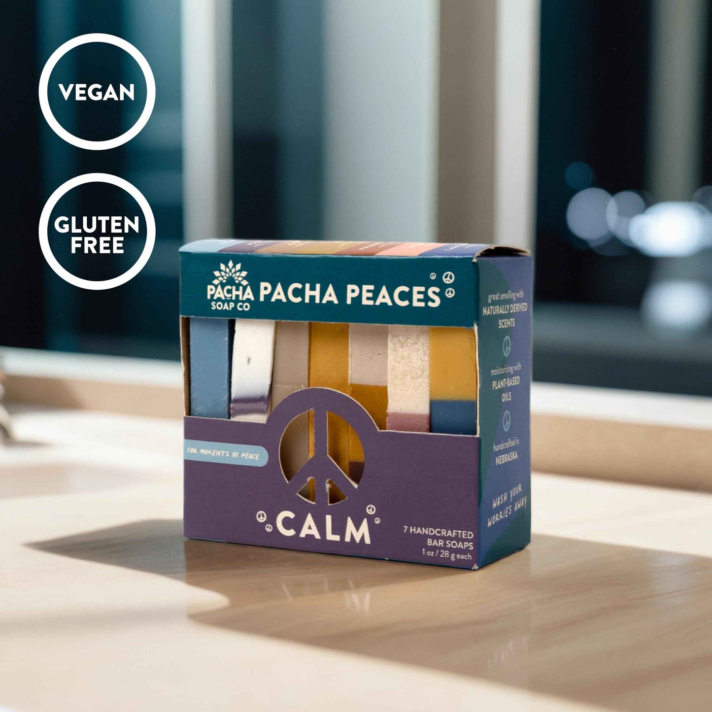 Pacha Soap Co. Bar Soap, Pacha Peaces, Uplift & Calm Bundle, 2-Pack (4 oz ea) - Premium, Handcrafted, Hydrating, Natural Hand Cleanser, Face & Body Wash, Soothing Essential Oils