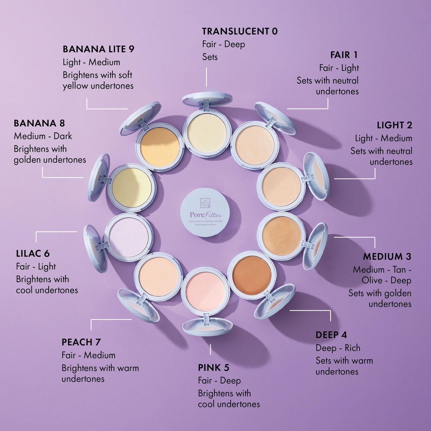 The Beauty Crop PoreFilter Pressed Powder - Blurs Pores & Controls Shine - Light Shade - 0.34 oz