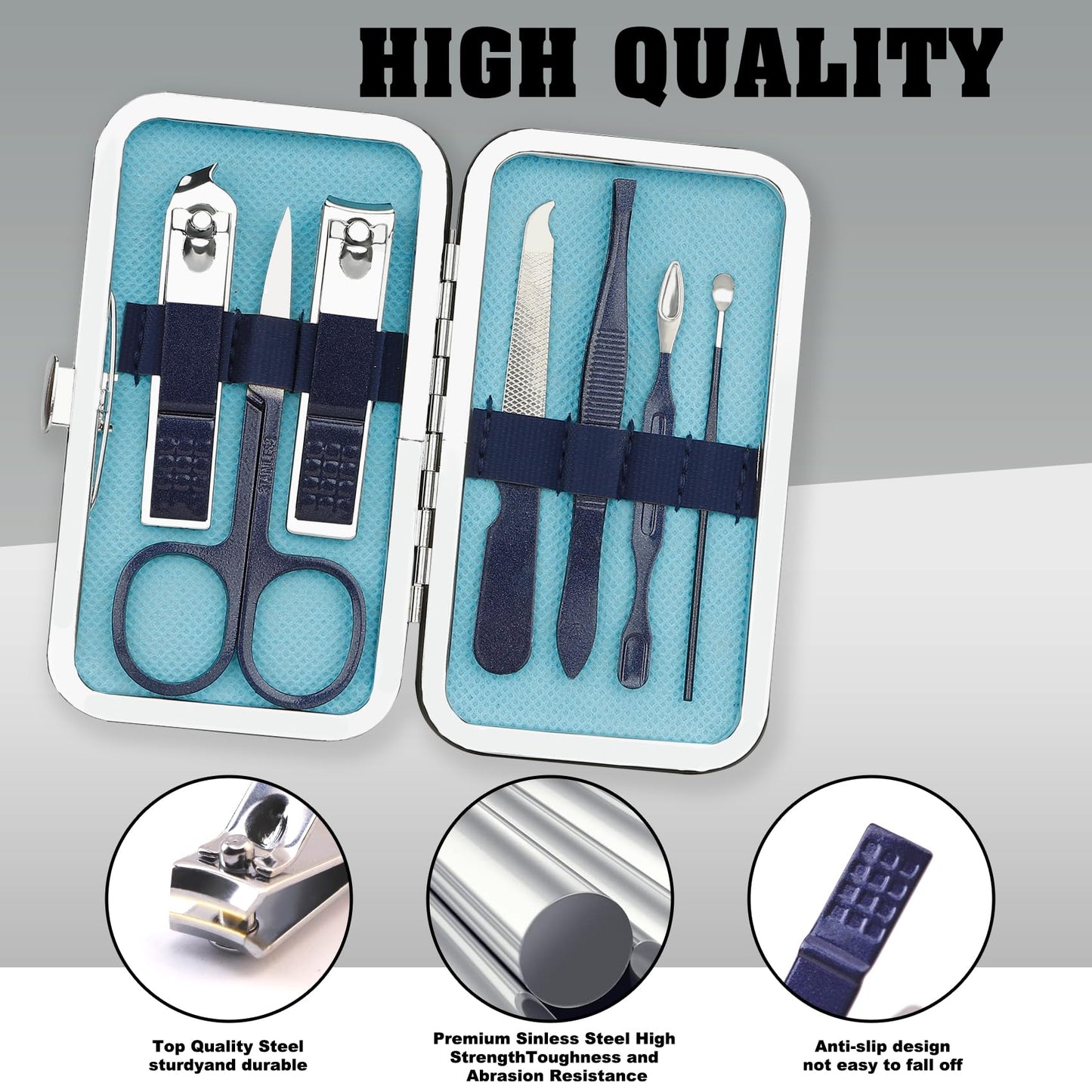 Nail Kit,Travel Essentials,Manicure Kit,Nail Clippers for Men,Nail Clipper Set,Mens Manicure Set,Nail Accessories,Manicure Tools,Manicure and Pedicure Kit,Stocking Stuffers for Men