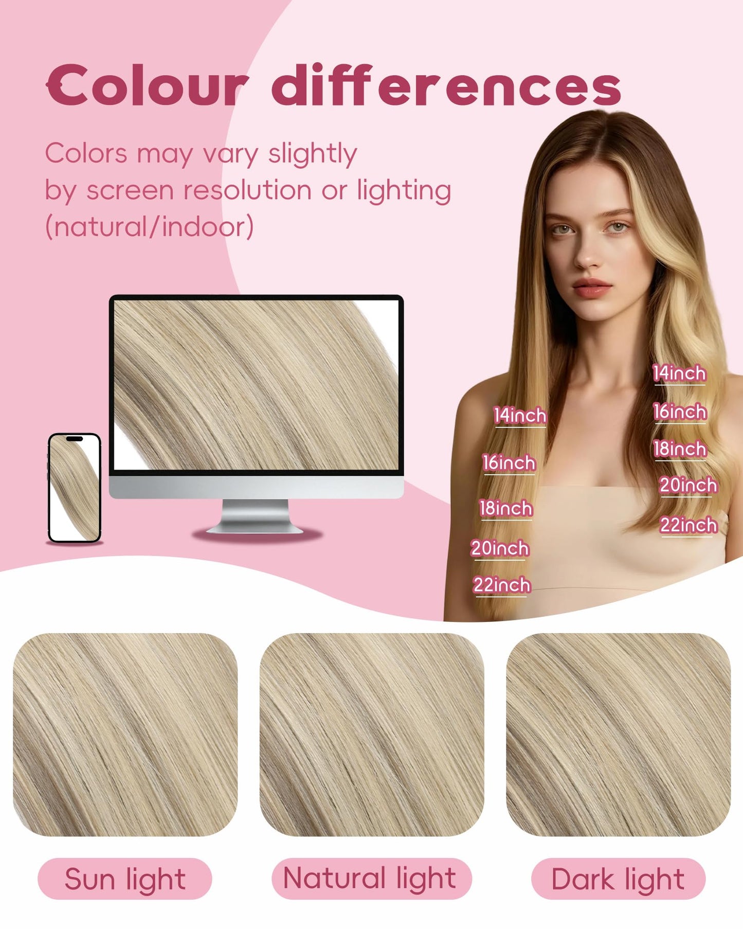 KiiKiiGirl Microlink Hair Extensions Human Hair,14 Inch #16/60 Blonde Highlight Golden Mixed Grayish Brown Micro Loop Microbead Micro Link Hair Extensions Human Hair Invisible Straight 30g/43s