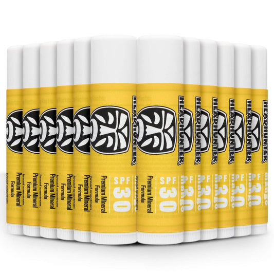 Headhunter Mango Sport Chapstick Sunscreen SPF 30, Natural Mineral Lip Balm For Sun Protection, Waterproof Lip Sunscreen For Ultra Sport Protection and Solar Defense, Reef Safe Sunblock Chap Stick (12 Pack)