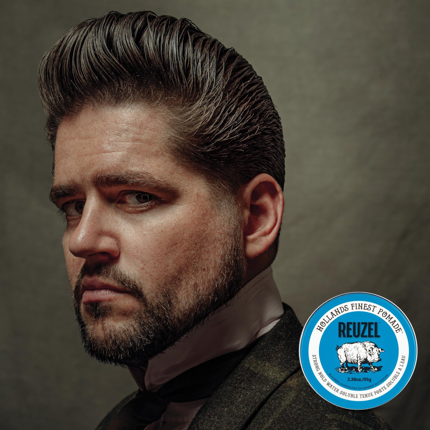 REUZEL Blue Pomade, Strong All Day Hold, Water Soluble Styling, High Shine and Flake Free, Easy To Wash Out, For All Hair Types