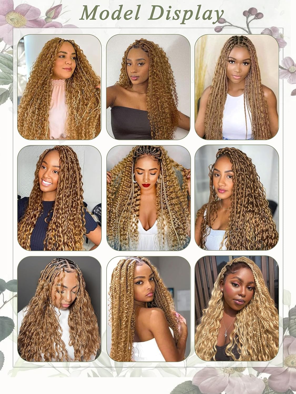 Blonde Human Braiding Hair - 18 Inch Deep Wave Boho Braids | 100g 4 Bundles, No Weft, Color 27