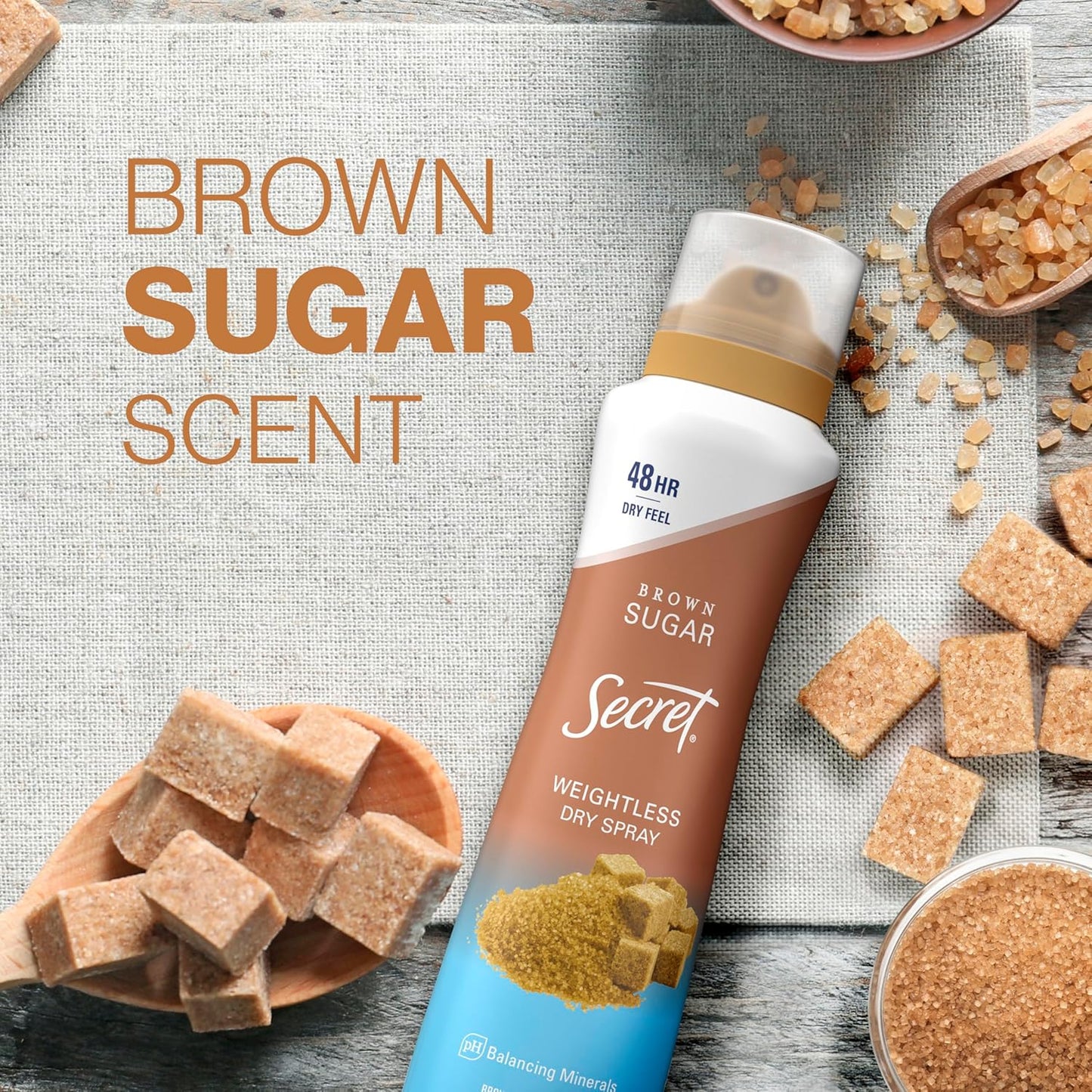 Secret Antiperspirant Deodorant for Women - 48hr Weightless Sweat & Odor Protection | Brown Sugar Scent, 4.1 oz (Pack of 3)