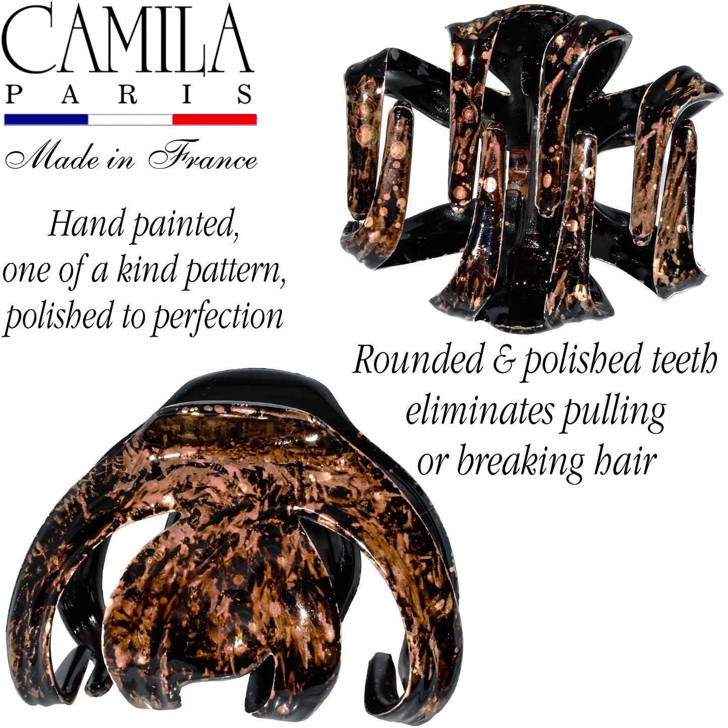 Camila Paris CP3866 French Octopus Hair Clip, 3 Inch Hair Clips for Thick Hair, Girl Big Hair Claw Clips for Long Hair, Jaw Hair Clips for Women Thick Hair Strong No-Slip Grip, Made in France