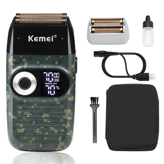 Kemei Foil Professional Electric Shaver for Men Razor with Bald Trimmer Cordless Shavers Rechargeble LED Display 2 in 1