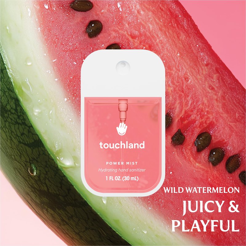 Touchland Juicy Escape – Hydrating Lush Tropicale Body & Hair Fragrance Mist and Wild Watermelon Hand Sanitizer Spray – Travel Size, Gift Idea, Gift Set