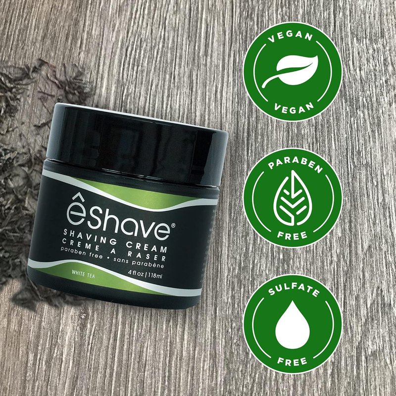 eShave Shaving Cream for Men - White Tea Formula | Prevents Irritation & Razor Burn, Rich Lather for a Smooth Shave