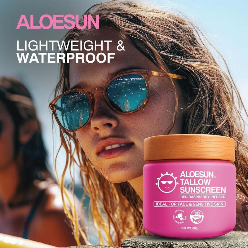 Organic Beef Tallow Sunscreen SPF 30 | Natural Sunblock Lotion with Non-Nano Zinc Oxide - Reef Safe Travel Size - 2.12 Oz