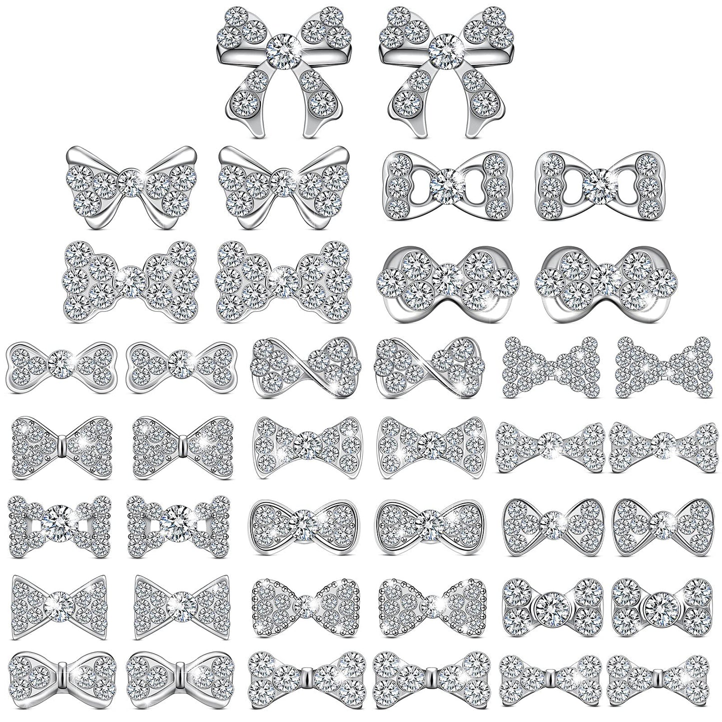 Maitys 40 Pieces 3D Bow Nail Charms Bow Nail Decals Art Decoration for Women DIY 20 Styles