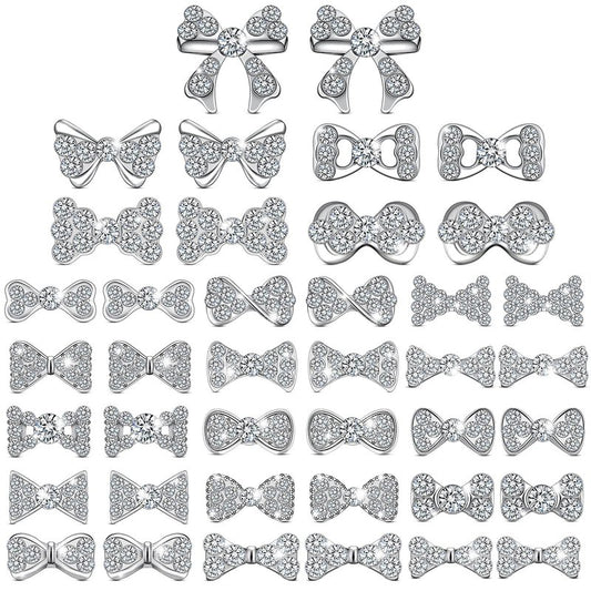 Maitys 40 Pieces 3D Bow Nail Charms Bow Nail Decals Art Decoration for Women DIY 20 Styles