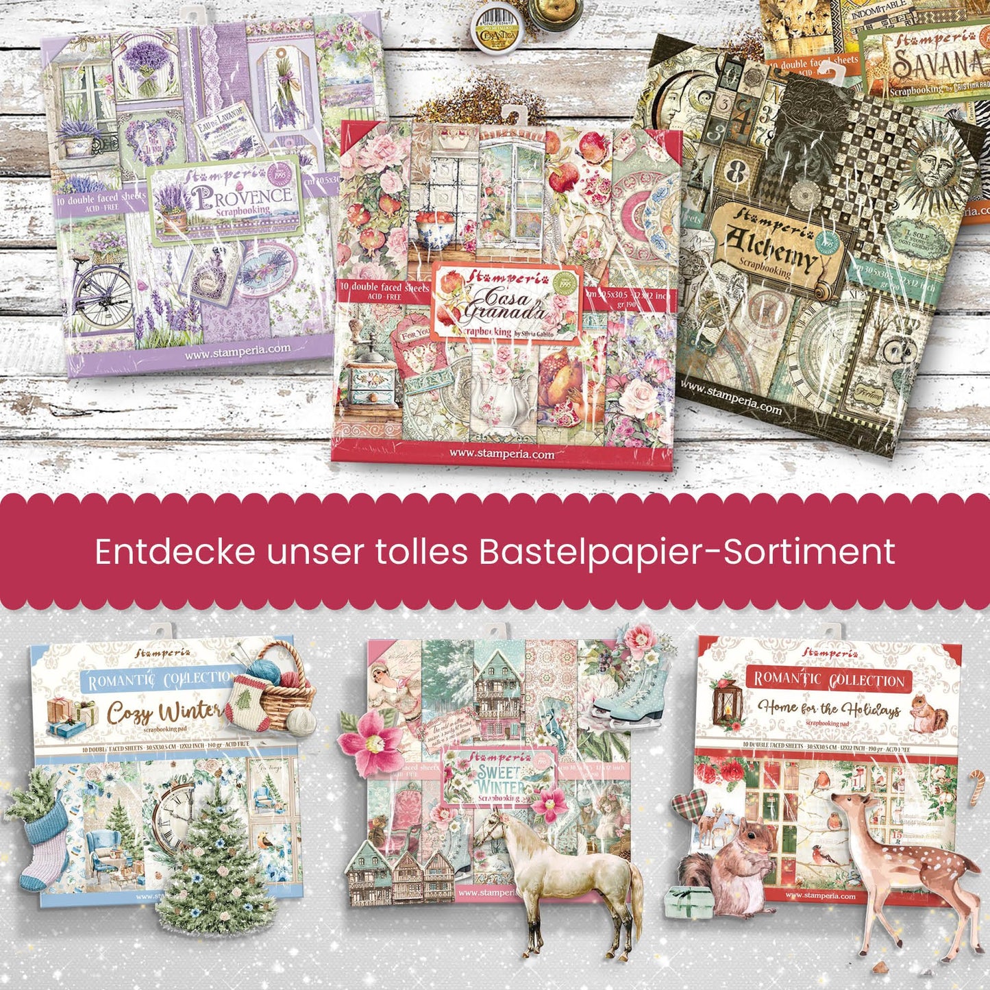 STAMPERIA INTERNATIONAL, KFT PAPER PAD 8X8 10PK FOREST, 20.3 x 20.3 (8" x 8"), Multicoloured