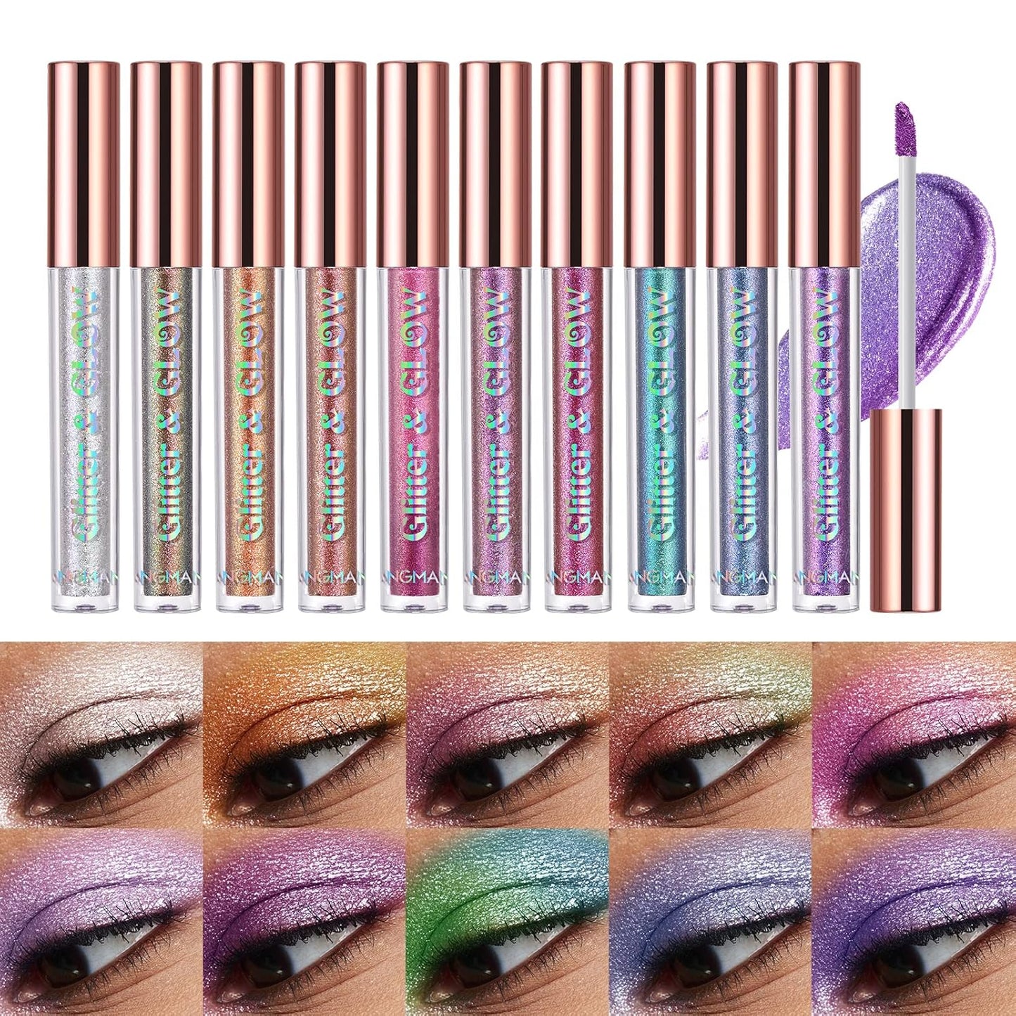 Liquid Glitter Eyeshadow Set - Multichrome Waterproof Shimmer | Long-Lasting Quick-Drying Makeup Kit (Magic Color)