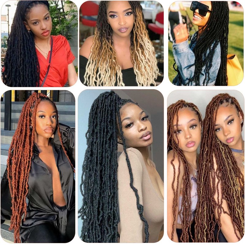 Faux Locs Crochet Hair 24 Inch,Soft Goddess Locs Crotchet Hair, 6 Packs Long Three Tone Locs Crochet Braids Pre looped Wavy Dreads Extensions Crotchet Braiding Hair(24”,T1B/30/27)