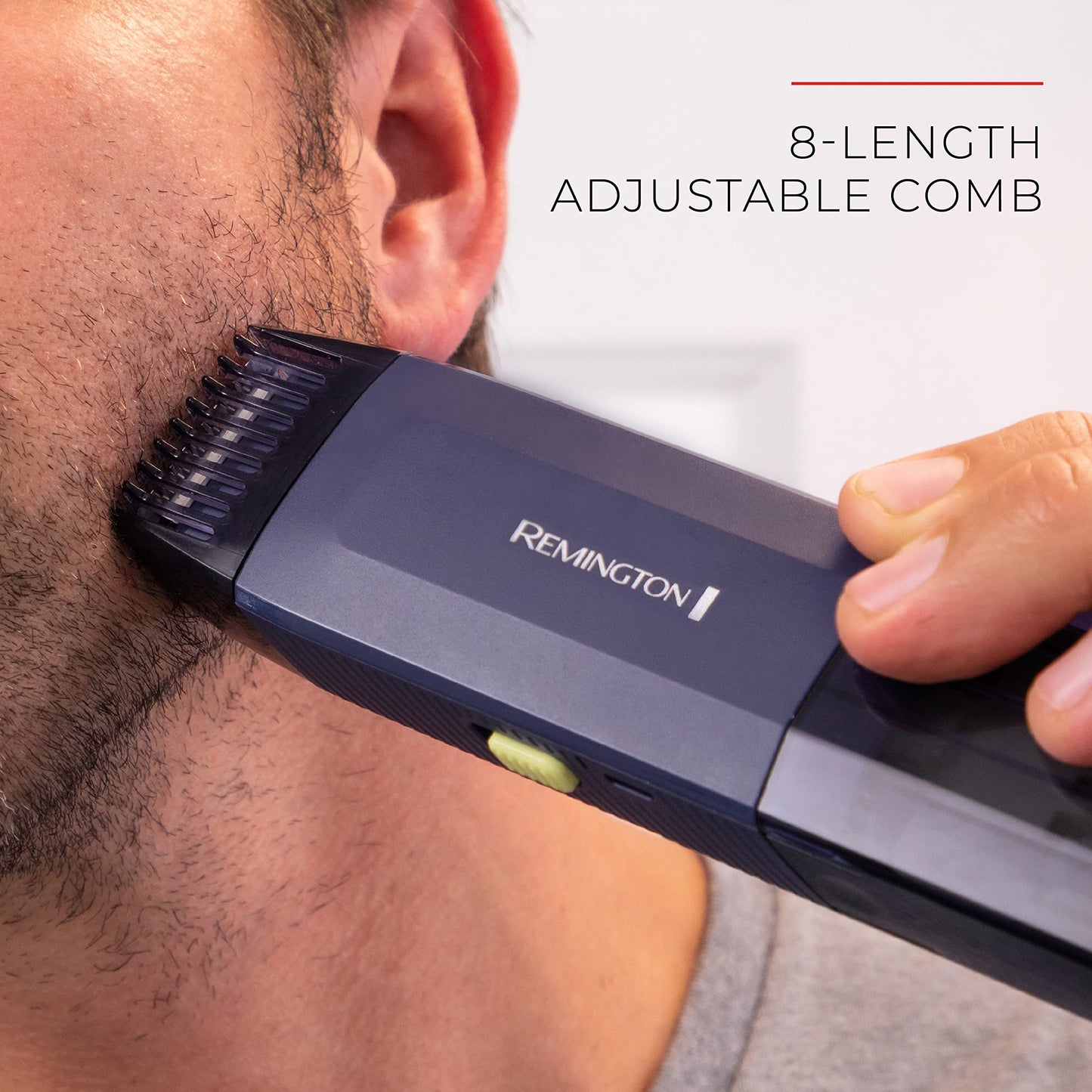 Remington Trim & Fit Personal Hair Grooming Kit, 8-Length Adjustable Combs The fit into a Built-in Storage Container, Rechargeable Power, Cordless, Blue