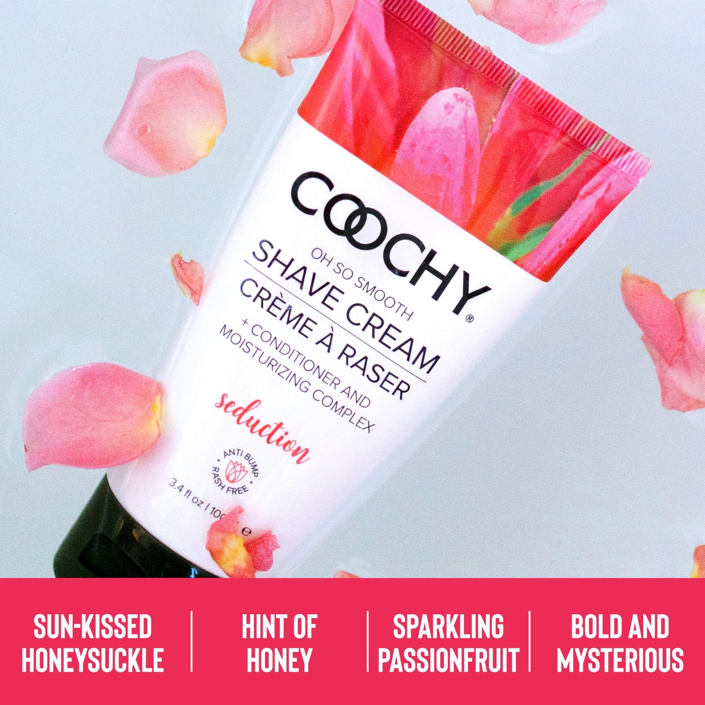 Coochy Shave Cream - Moisturizing Shave Lotion - Gentle Intimate Shaving Cream - For Bikini Area, Underarms, Legs & More - Rash-Free, Hydrating Formula - Seduction - 12.5 oz