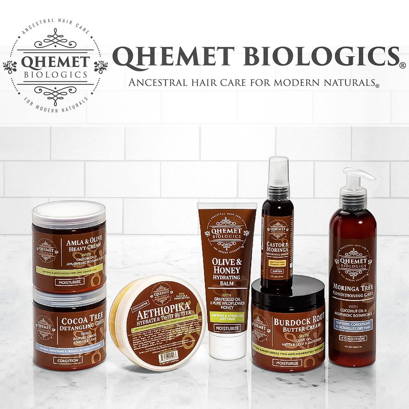 Qhemet Biologics Burdock Root Butter Cream - Leave-In Moisturizer for Low Porosity Hair - Helps Soften and Smooth Dry, Brittle Edges - Conditioning Botanicals to Nourish Scalp (8.5 oz)