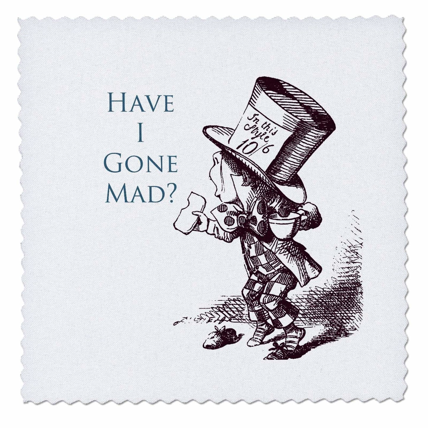 3dRose qs_110410_3 Mad Hatter Have I Gone Mad Alice in Wonderland Quilt Square, 8 by 8"