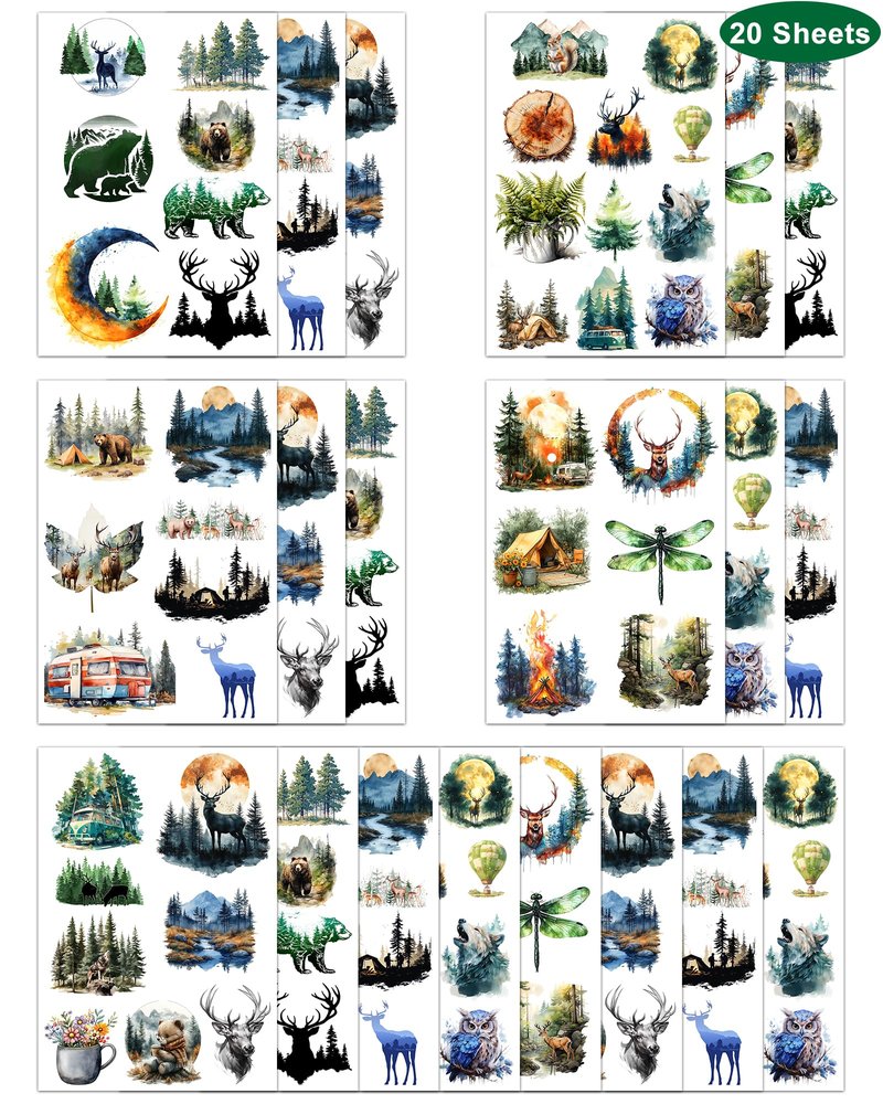 156 Pieces Forest Temporary Tattoos Stickers,20 Sheets Forest Tree Animal Adventure Nature Themed Tattoos Stickers Party Decoration Supplies Party favors for Kids Adults