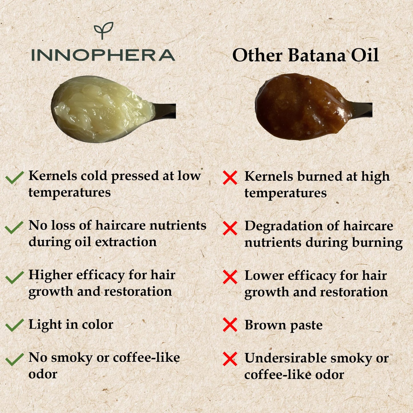 Innophera Batana Oil for Hair Growth ‒ Cold Pressed with No Smoky Odor ‒ 100% Pure & Natural from Honduras ‒ Nourishes, Moisturizes & Restores Hair ‒ 3.4 oz.