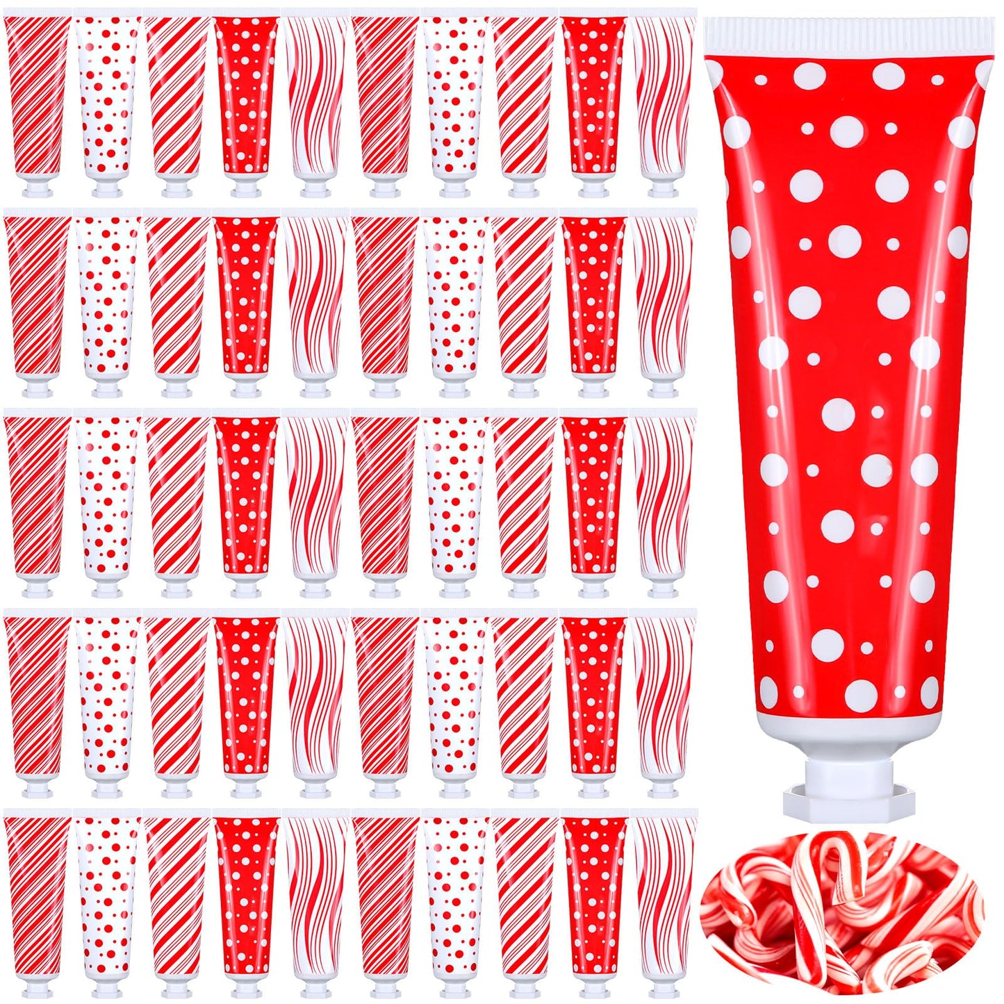 Dansib 50 Pcs Christmas Hand Cream Bulk Mini Hand Lotion Candy Cane Scented Peppermint Lotion Christmas Stocking Stuffers Bulk Holiday Gifts Employee Staff Teacher Appreciation Gifts for Coworkers