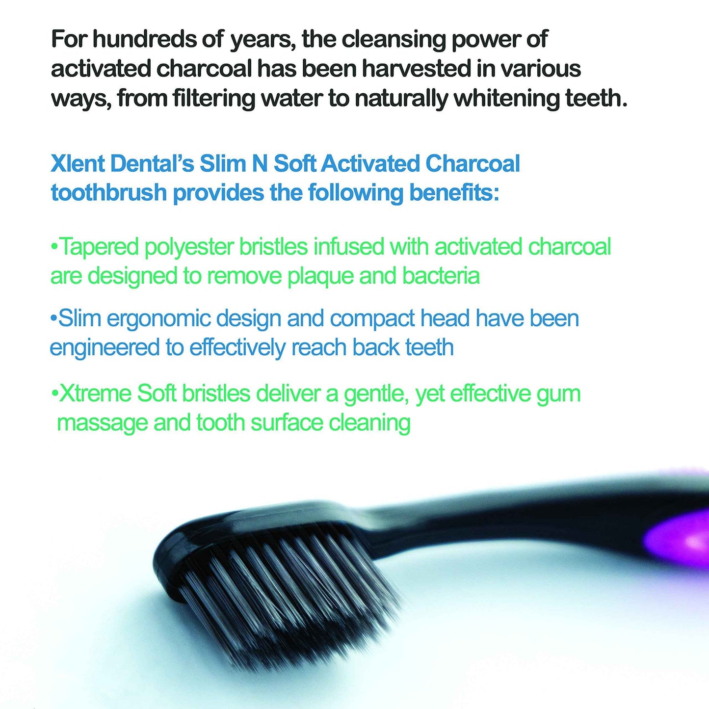 Activated Charcoal Bristle Toothbrush - Xtreme (Extreme) Soft, Ultrafine, Tapered bristles, Compact Head & Slim Design - (8 Count)