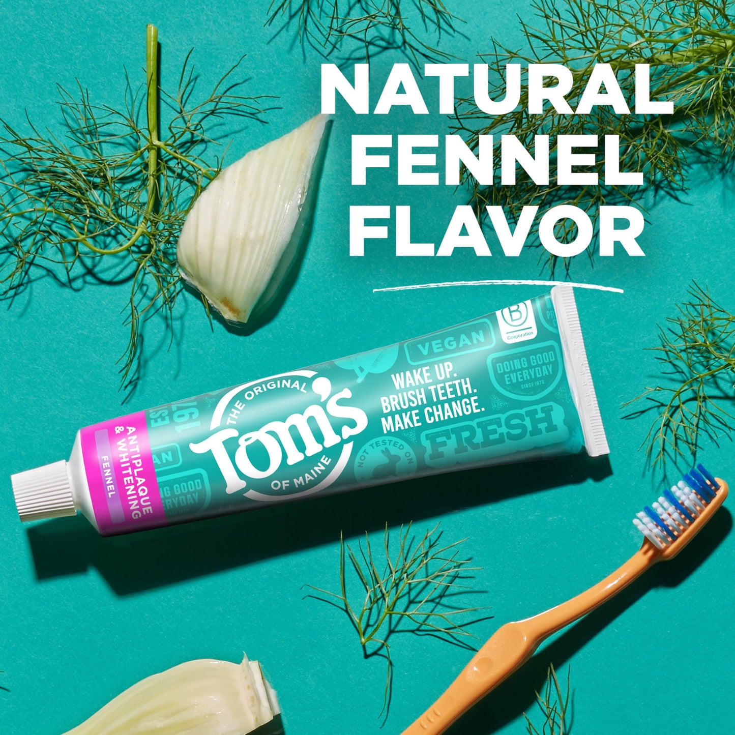 Tom’s of Maine Antiplaque and Whitening Toothpaste, Fluoride Free, Fennel, 3 Pack, 4.5 Oz