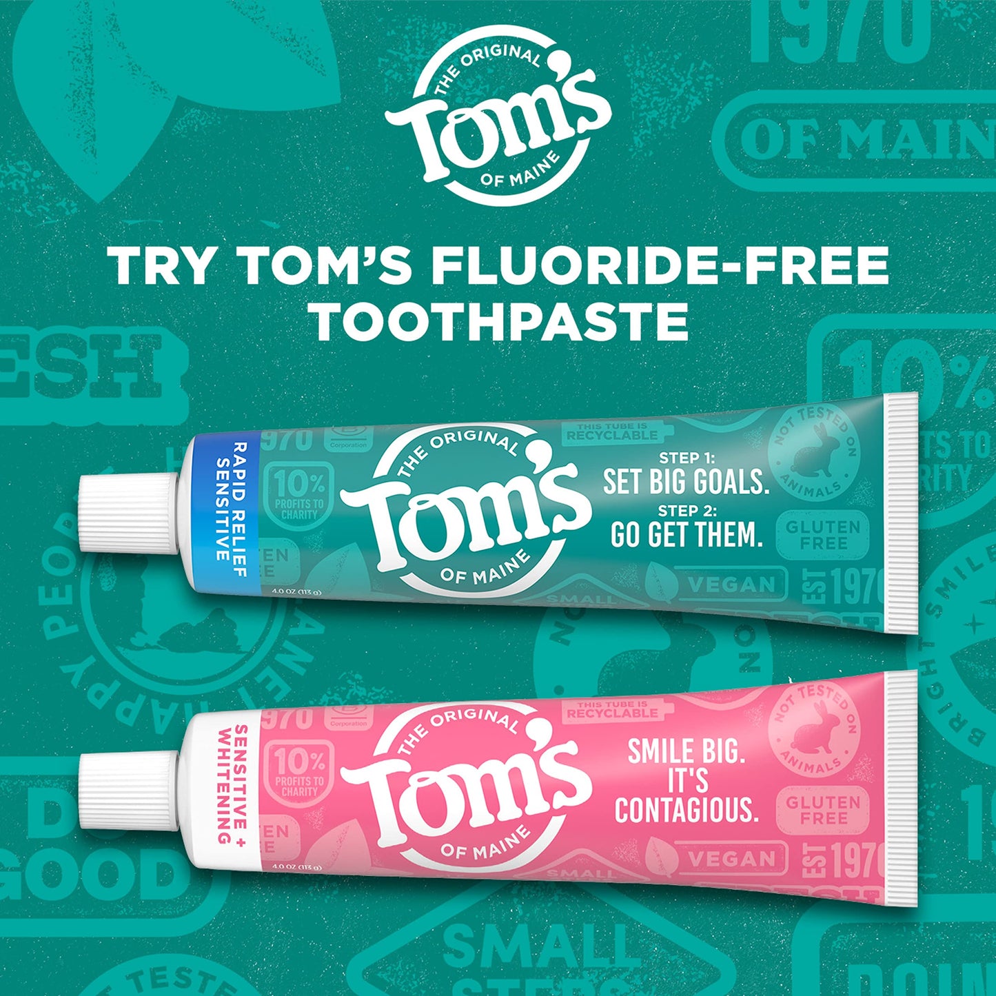 Tom’s of Maine Sensitive + Whitening Fluoride Free Toothpaste, Soothing Mint 4.0 oz 3-Pack