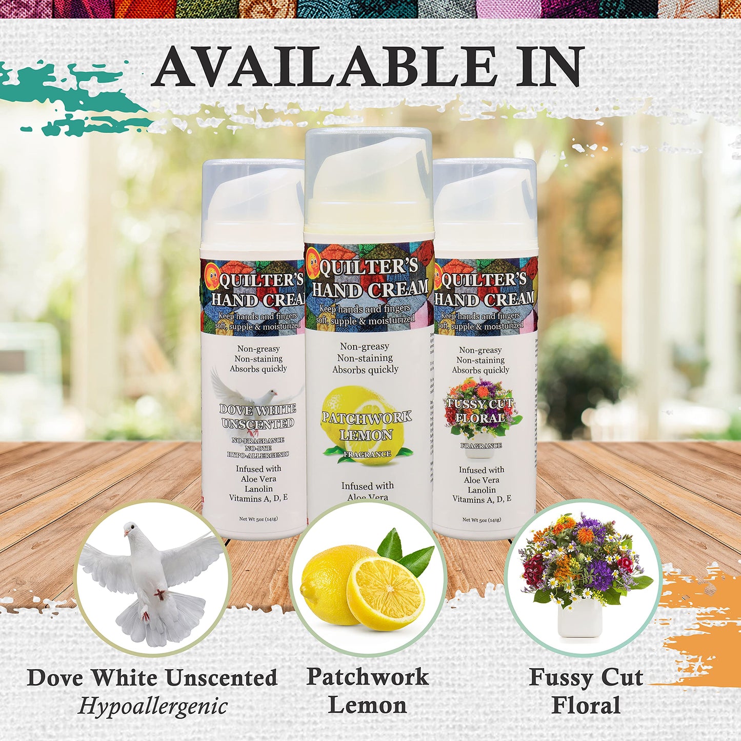 Original Udder Balm Quilter’s Hand Cream, Patchwork Lemon - Made in USA - Ultra-Hydrating Hand Cream for Quilters, Fast-Absorbing Non-Greasy Hand Lotion for Dry Cracked Hands, 5 Oz
