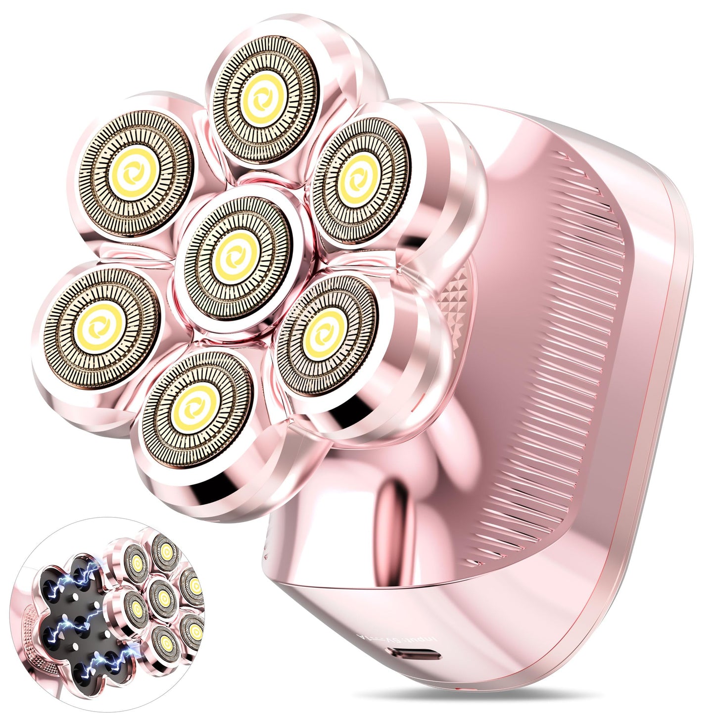 HEBECA 7D Electric Shaver for Women – Upgraded Electric Razor for Women with Rotary Floating Magnetic Head, Detachable and Waterproof, Painless Hair Remover for Legs, Bikini, Face, Sensitive Skin
