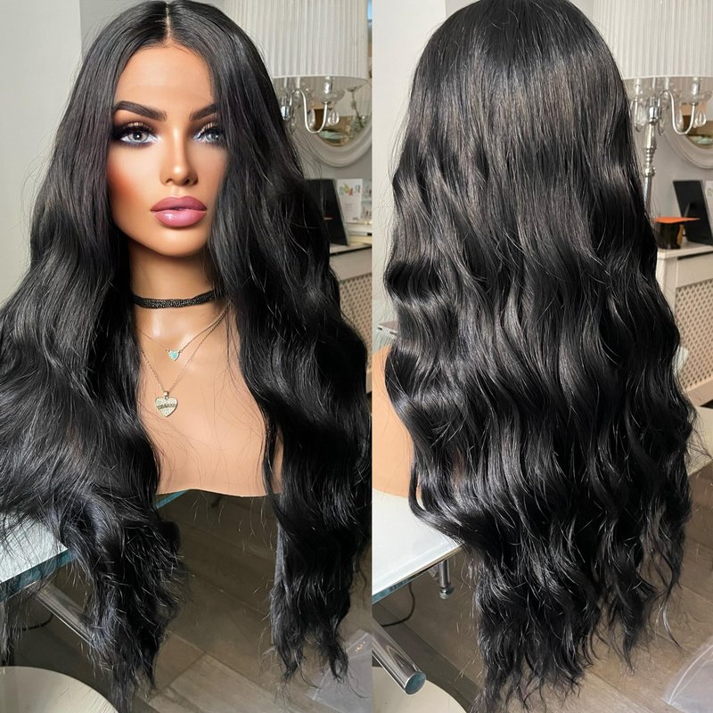WXHWCX Blonde Long Wavy Hair Synthetic Lace Front Wig Natural Hairline Heat Resistant Fiber Hair Free Part Glueless Lace Wig for Women Cosplay Daily Wig