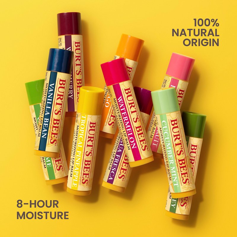 Burt's Bees 100% Natural Moisturizing Lip Balm, Original Beeswax with Vitamin E & Peppermint Oil, 0.15 Oz
