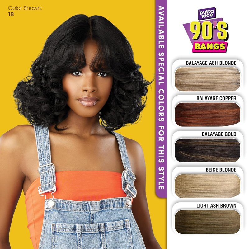 Sensationnel Butta Lace 90S Bangs Wig - Glueless Synthetic Hair with Pre-Plucked Hairline | Beige Blonde