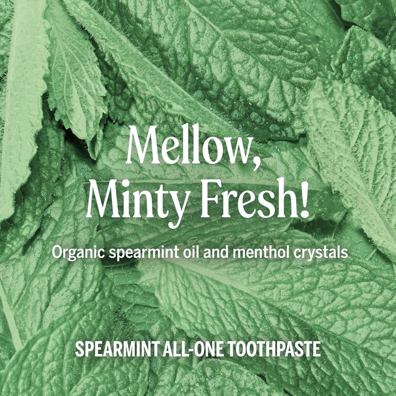 Dr. Bronner’s All-One Toothpaste Variety Pack - Peppermint & Spearmint | 70% Organic, Fluoride-Free, Vegan (5oz, 4-Pack)