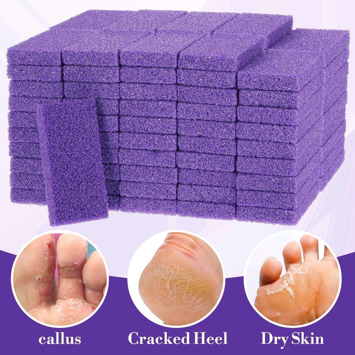 200 Pcs Purple Pumice Stone for Feet Disposable Foot Pumice Stone Bulk Foot Pumices Scrubber Dead Skin Pumices Foots Callus Remover for Feet Pedicure Foots Heel Exfoliator Tool Sponge Salon Home Use