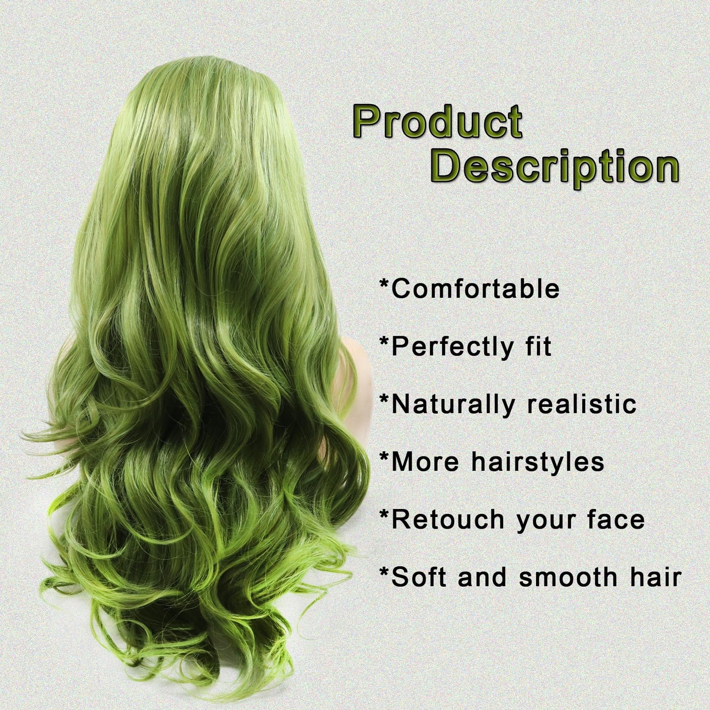 AFBeauty Green Lace Front Wig Body Wave Glueless Lace Wigs Olive Green Long Curly Wavy Pre Plucked Natural Wig Synthetic Heat Resistant Fiber Hair Colorful Wig for Women Daily 24 Inch