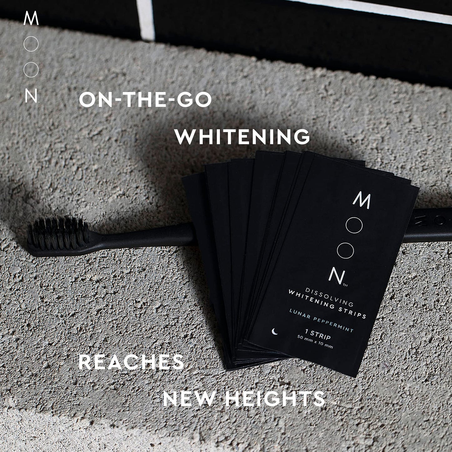 MOON Dissolving Teeth Whitening Strips, 56 No Rinse White Strips, Peppermint, Hydrogen Peroxide & Essential Oils, Whiten Sensitive Teeth up to 7 Shades in 2 Weeks, Travel Essentials, Vegan Oral Care