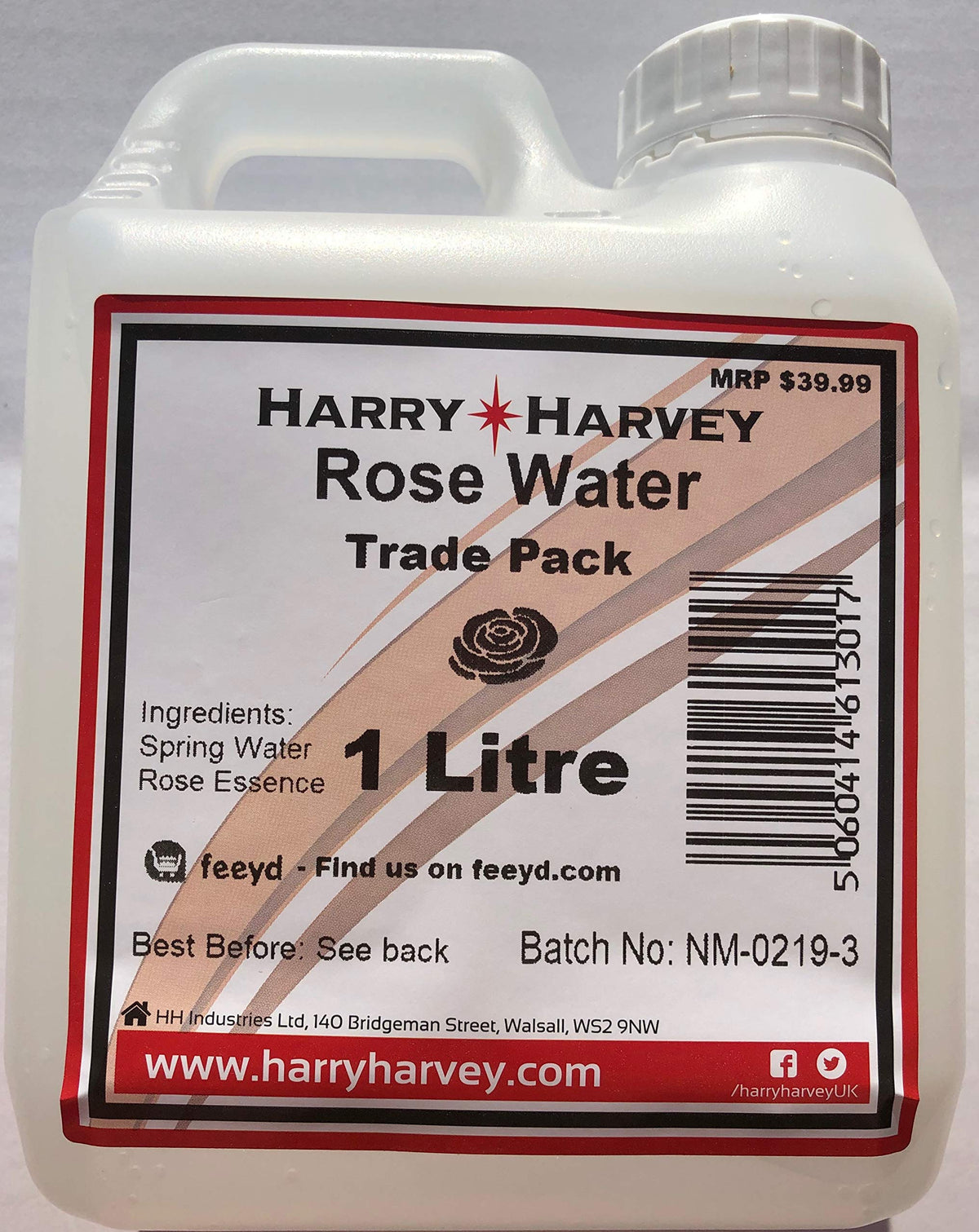 Rose Water Rosewater Culinary and Salon, rose water toner 1 litre for hair, face, locs and cooking, 1L 1000ml - Harry Harvey - 35oz