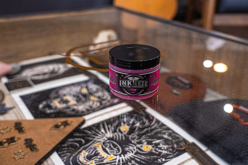 INK-EEZE Pink Tattoo Ointment - Vegan Aftercare with Essential Oils | 6oz Bubble Gum Scent