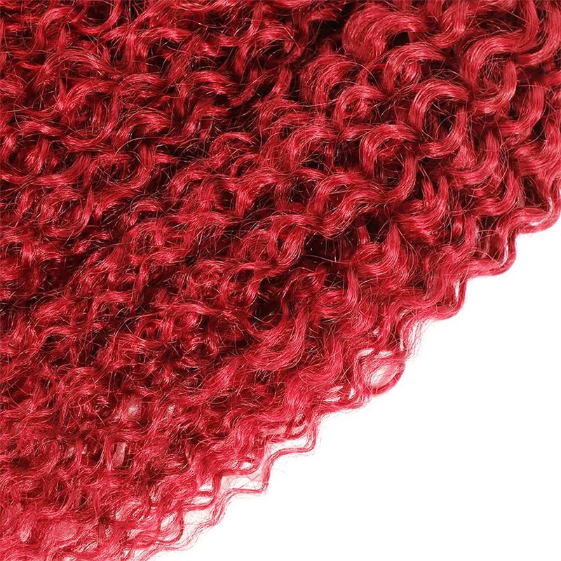 Red Curly Human Hair Bundles 32 Inch Kinky Curly Single Bundle Human Hair Light Red Color Unprocessed Native Virgin Hair 100g Total Double Weft Human Hair Extensions for Women