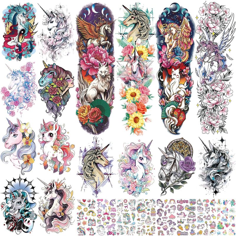 Aresvns Cute Temporary Tattoo, Cute Fake Tattoo for Women, Waterpoof Sleeve Tattoo Temporary for BBQ Pool Beach Party
