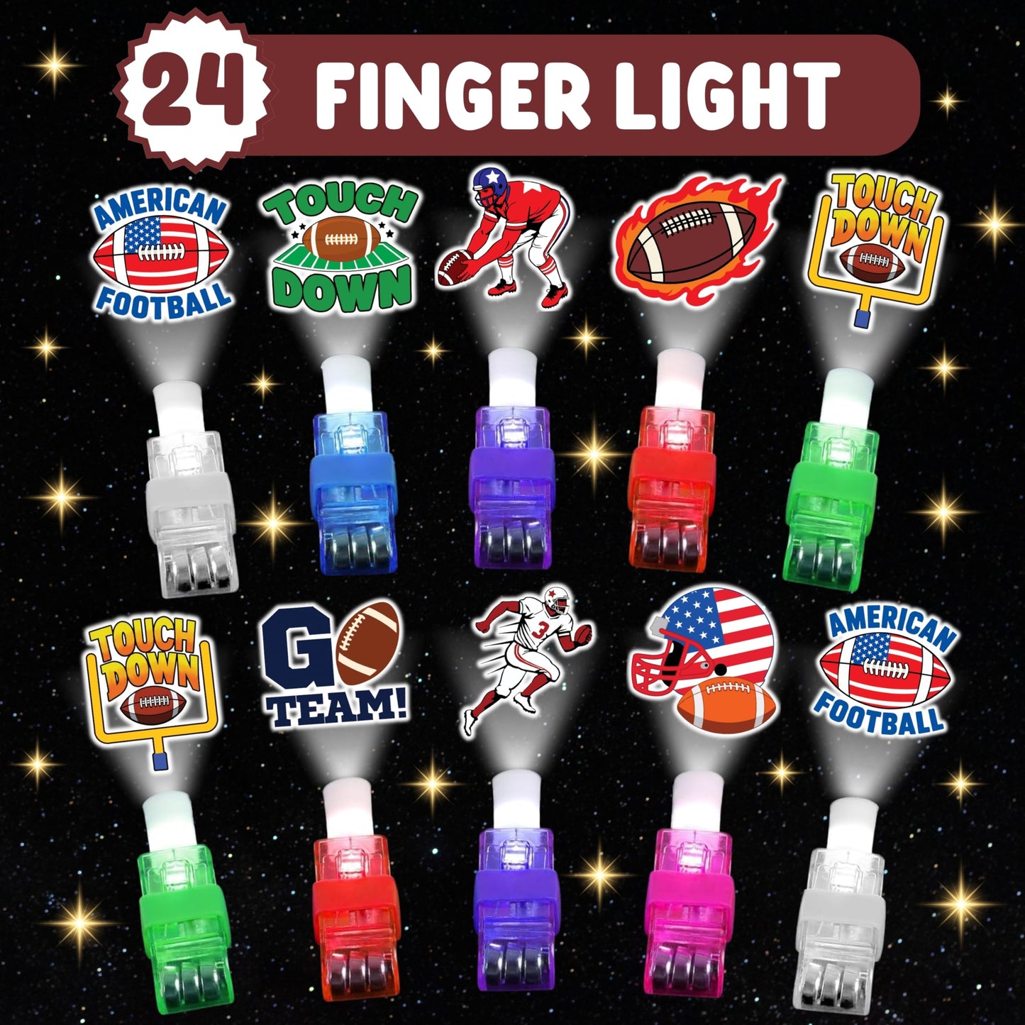 72 PCS Football Party Favors – 48 PCS Tattoos & 24 PCS LED Finger Lights Combo – Birthday Goodie Bag Fillers, Party Supplies, Gifts Light Up Toys Glow In The Dark for Boys and Girls (Football)