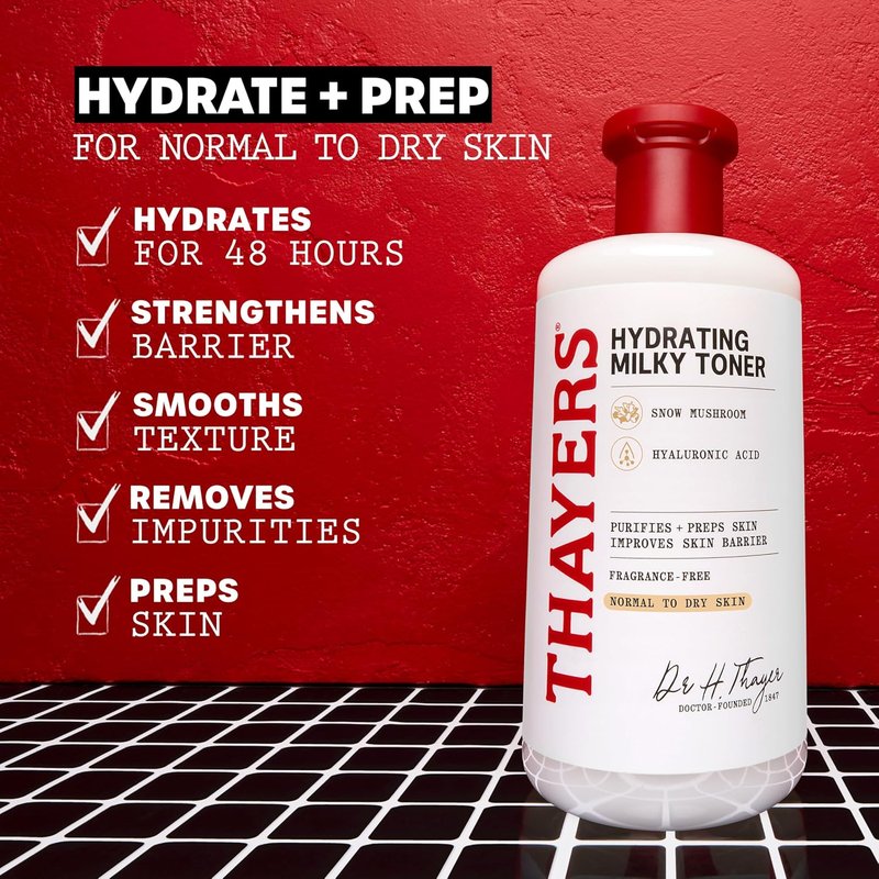 THAYERS Milky Face Toner - Hydrating Snow Mushroom & Hyaluronic Acid for Dry, Sensitive Skin | 355mL