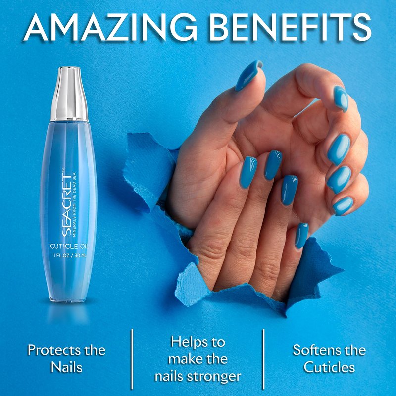 SEACRET Cuticle Oil with Precision Dropper Applicator - Fast-Absorbing for Dry, Cracked Nails, Non-Greasy Nail Care Treatment with Dead Sea Minerals, Calendula, Rosehip & Vitamin E, 1 Fl Oz / 30 ml