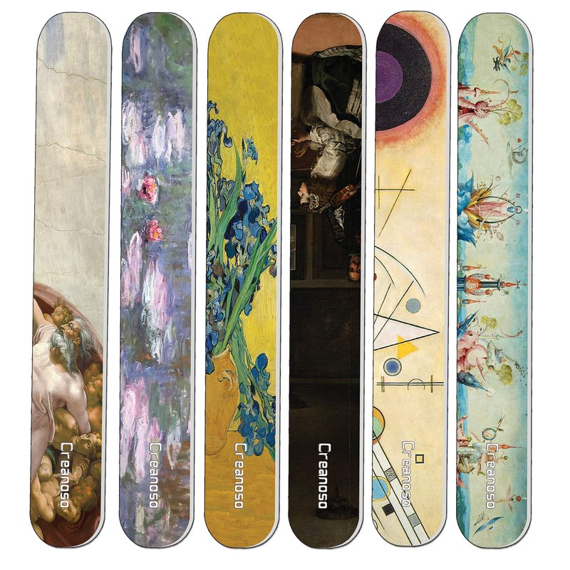 Creanoso Famous Art Custom Designed Series 2 Emery Board Nail Files (24-Pack) Awesome Gifts and Beauty Tools for Teens, Adults, and Professionals